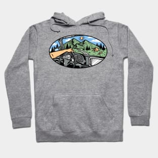 view of the mountain from inside the car Hoodie